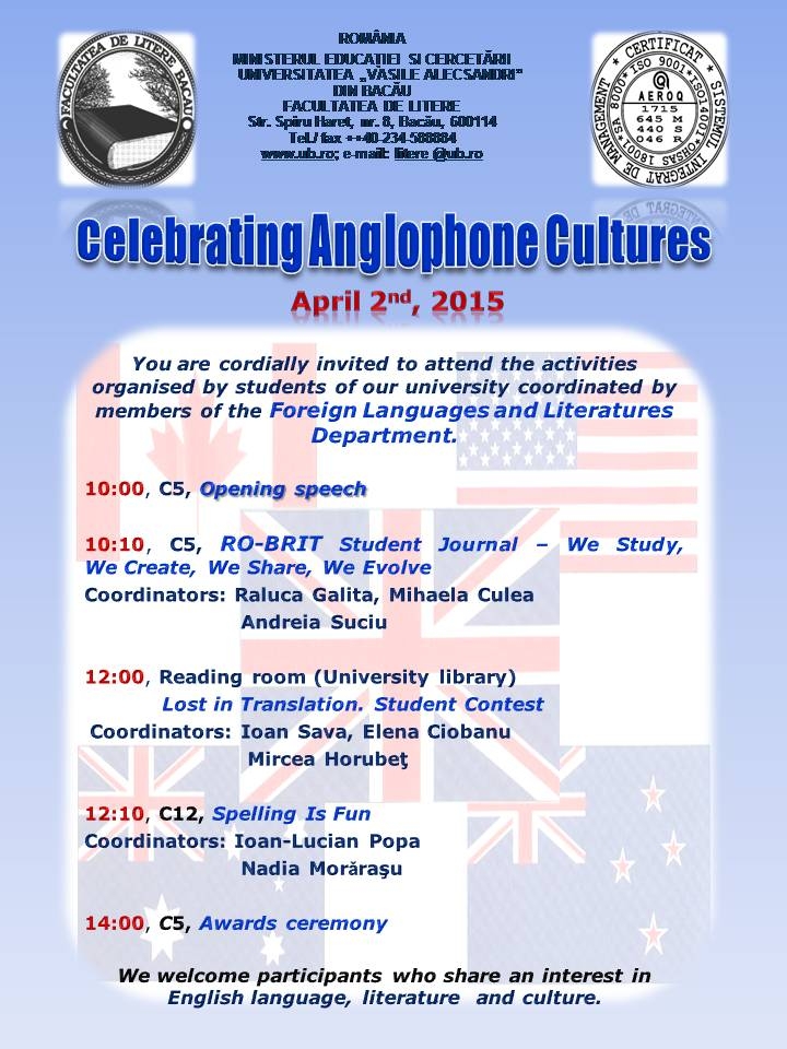Anglophone cultures 2015